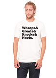 "Whoops & Growls & Knocks & Howls" Short-Sleeved T-Shirt